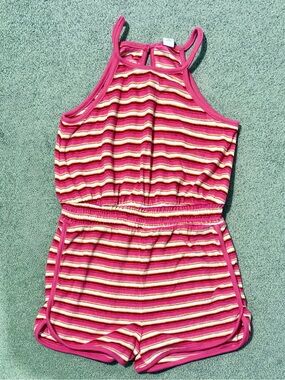 NWOT Old Navy Kids Pink & White Striped Romper - XL 14/16